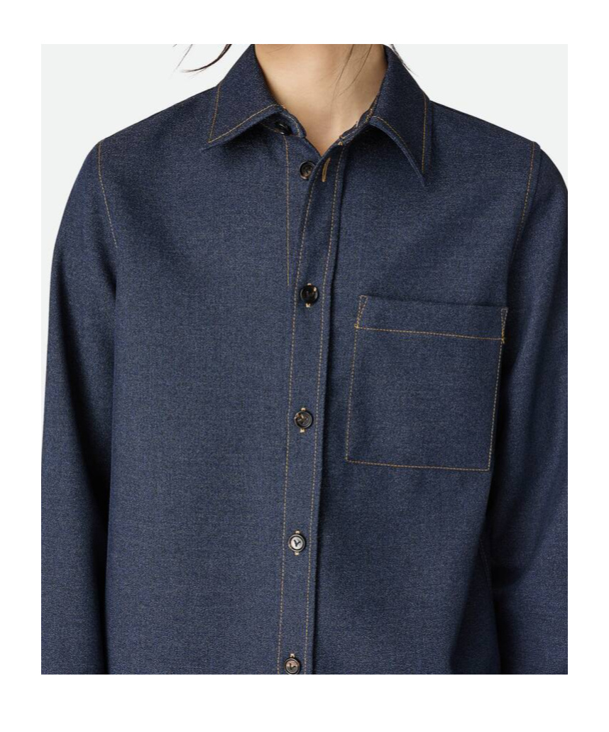 Bottega Veneta Melange Wool Cotton Drill Button-down Shirt