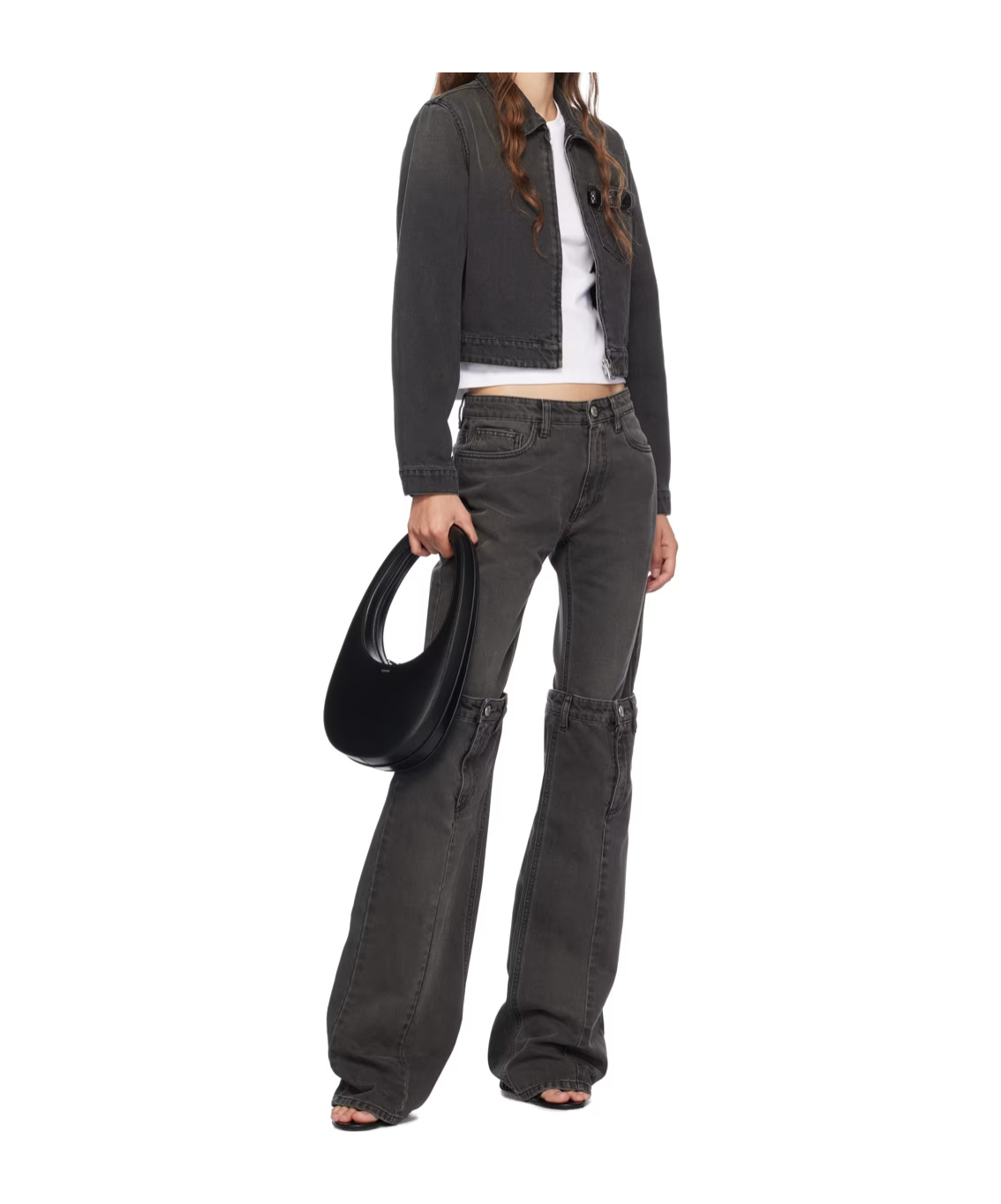 Coperni Zippered Long-sleeved Denim Coat In Black