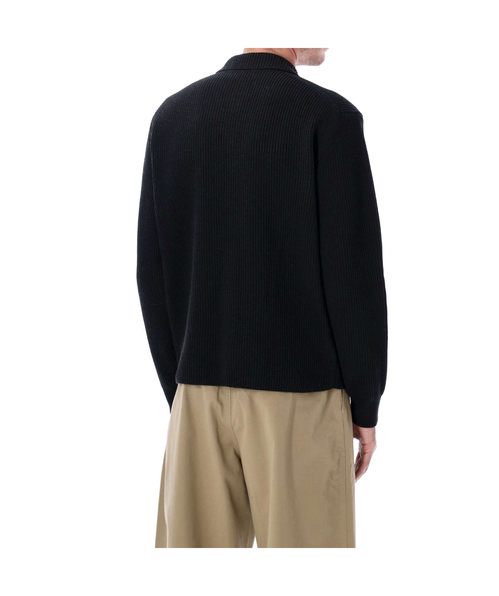 Auralee Luxurious Wool Long Sleeve Cardigan In Black