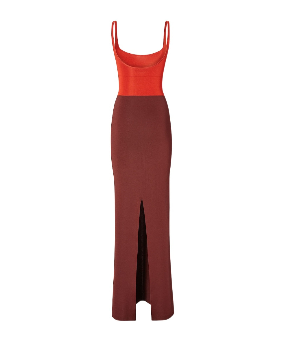 Fendi Two-tone Viscose Blend Long Dress