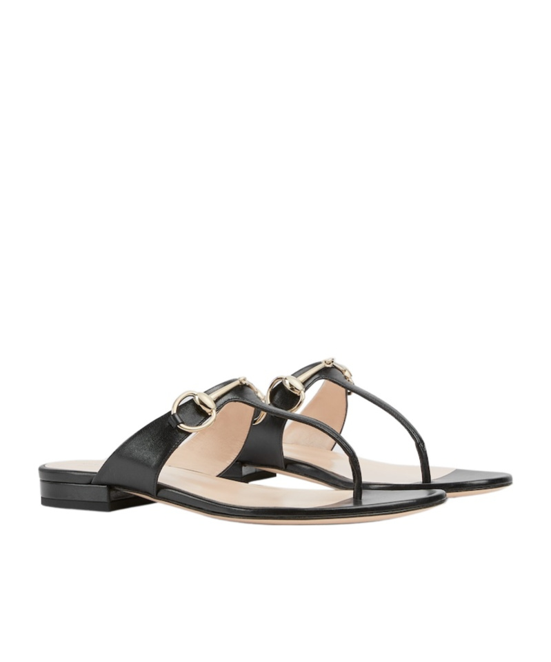 Shop Gucci Women's Thong Sandal With Horsebit In Black
