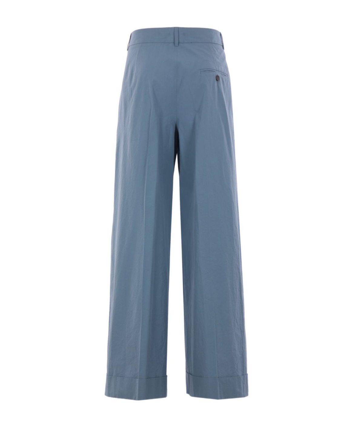 Shop Alberto Biani Wide-leg Trousers In Cotton In Dusty Blue