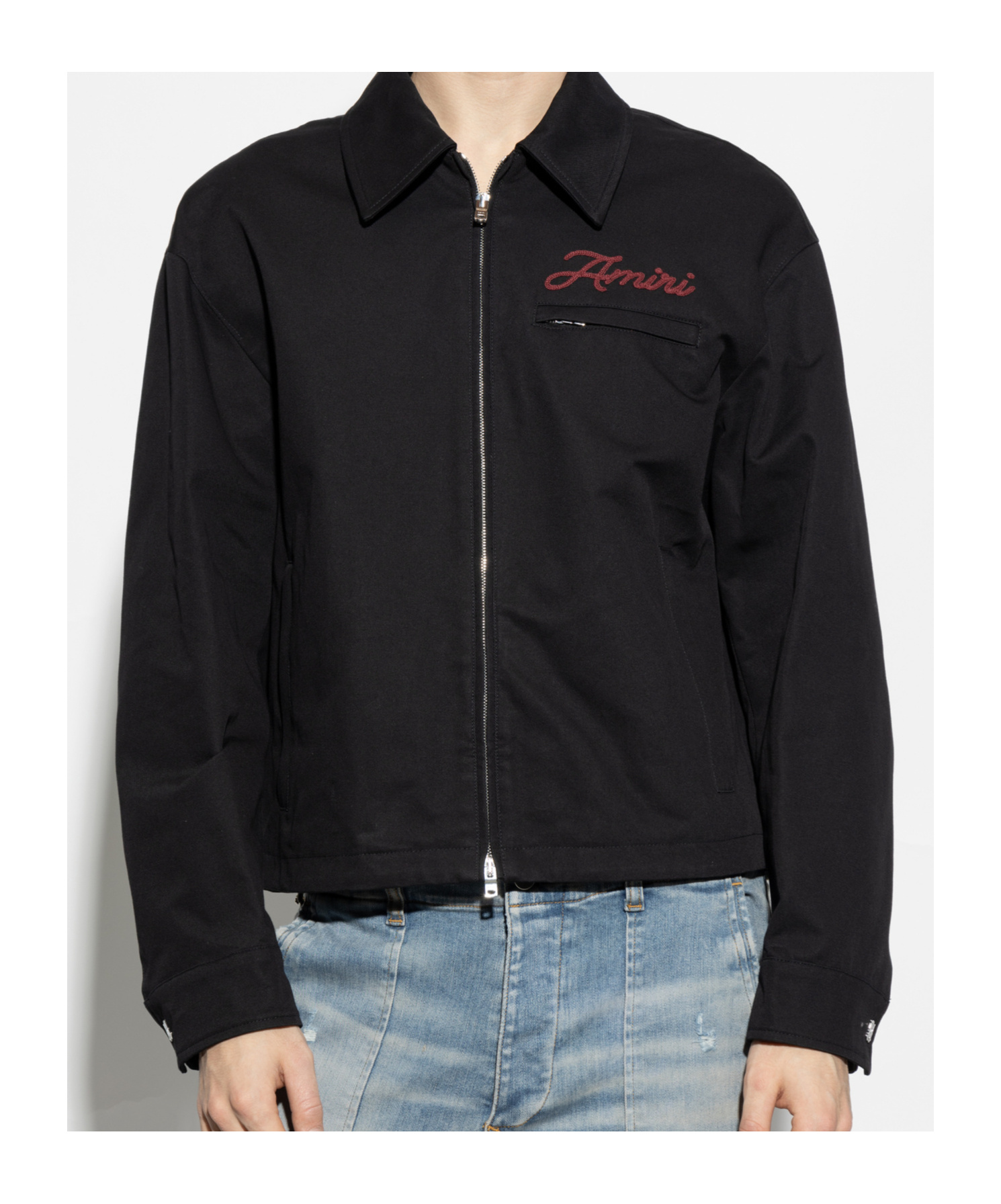 Amiri Embroidered Jacket With Front Pocket And Collar In Black