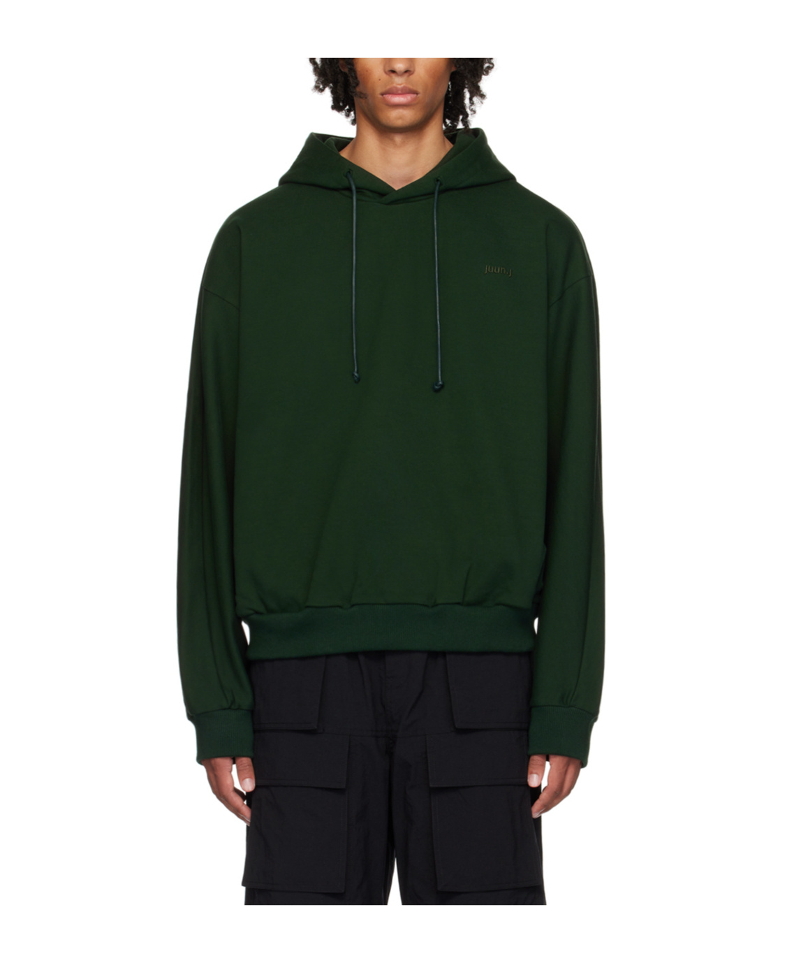 Juunj Drawstring Hooded Hoodie In Black