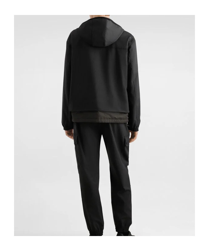 Dolce & Gabbana Wool Canvas Hooded Jacket In Black