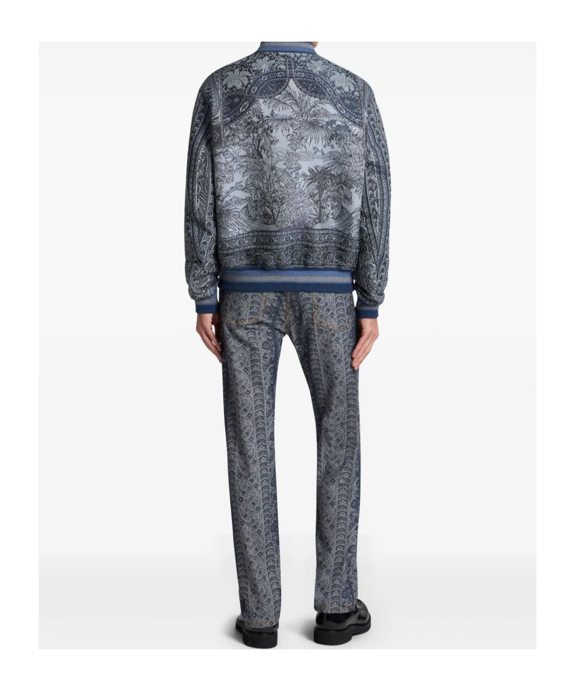 Etro Bomber Jacket With Floral And Medallion Motif In Blue