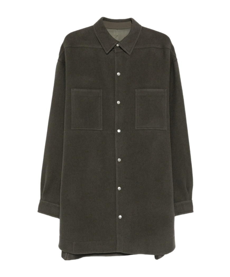 Rick Owens Khaki Concordians Oversized Outershirt In Gray