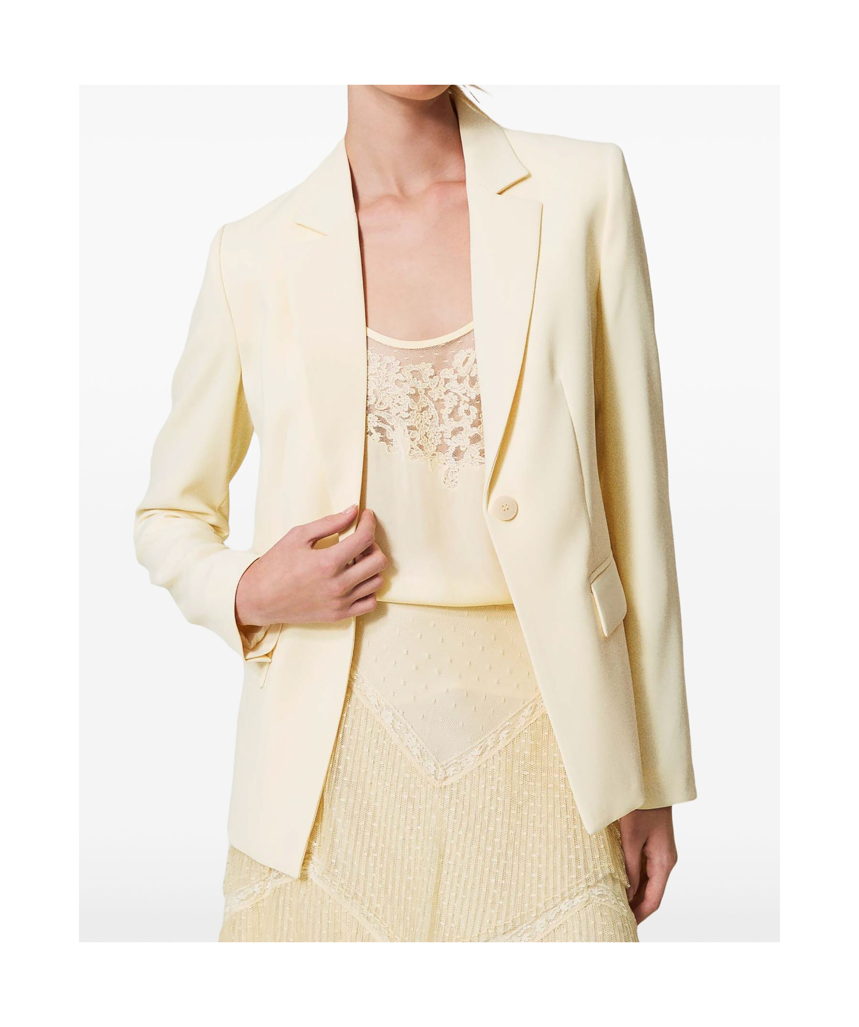 Twinset White Crepe Blazer In White