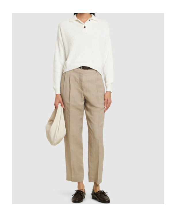 Brunello Cucinelli Women English Rib Cotton Polo-style Jersey With Jewellery