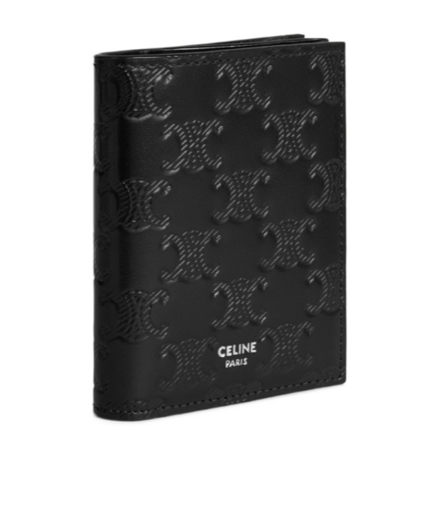 Celine Triomphe Folding Compact Wallet In Black