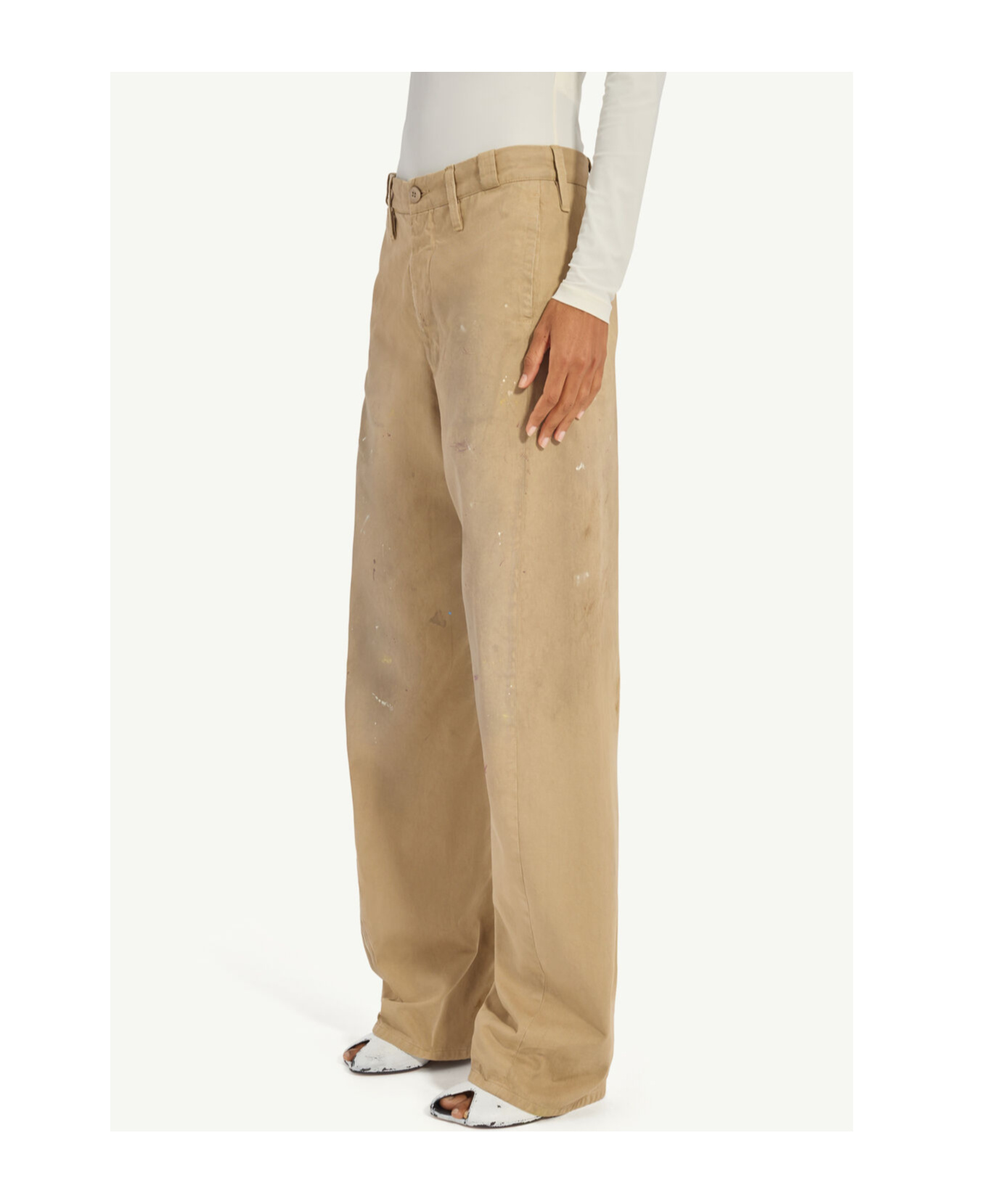 Mm6 Maison Margiela Mm6 By Maison Margiela Relaxed Fit Beige Bermudas With Artistic Distressing In Sand Beige