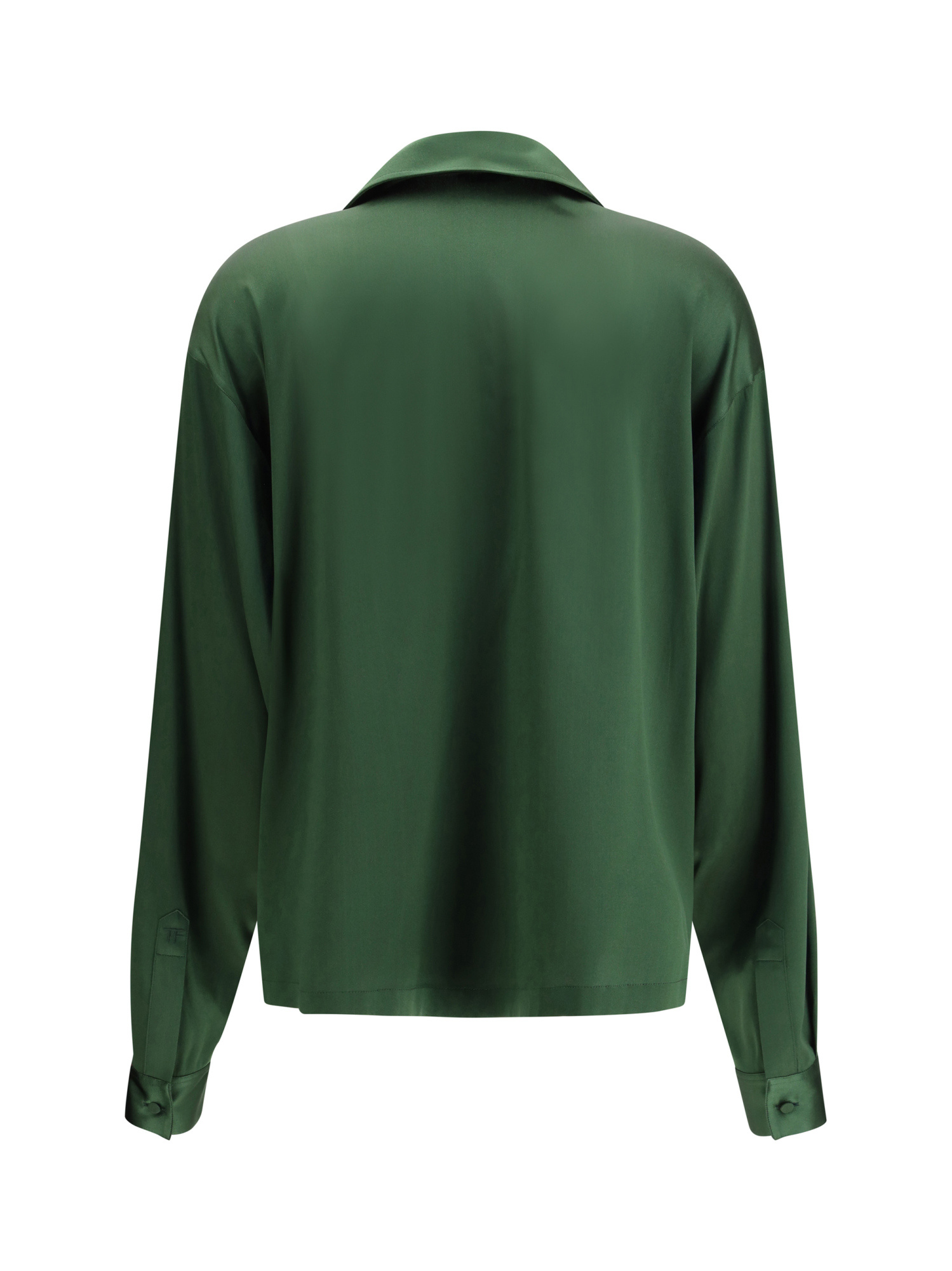 Tom Ford Logo-embroidered Satin Tunic In Green