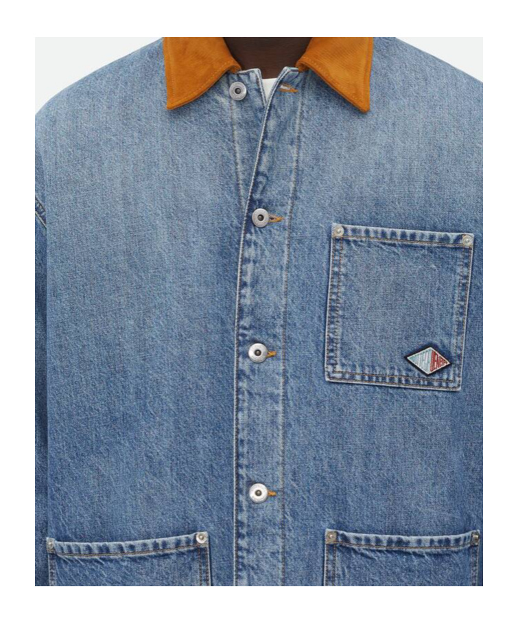 Shop Bottega Veneta Long-sleeved Denim Jacket In Blue