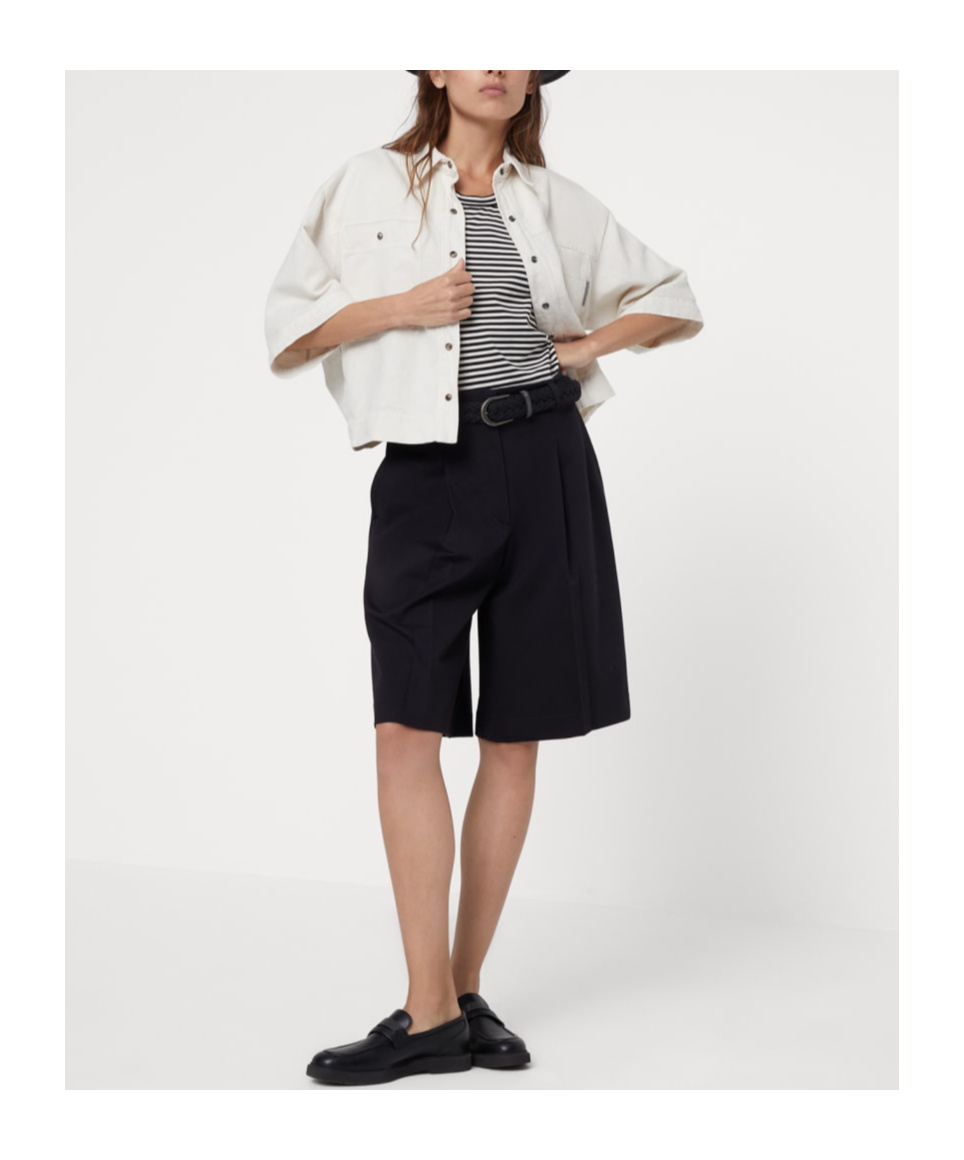 Brunello Cucinelli High-waist Knee-length Shorts In Black