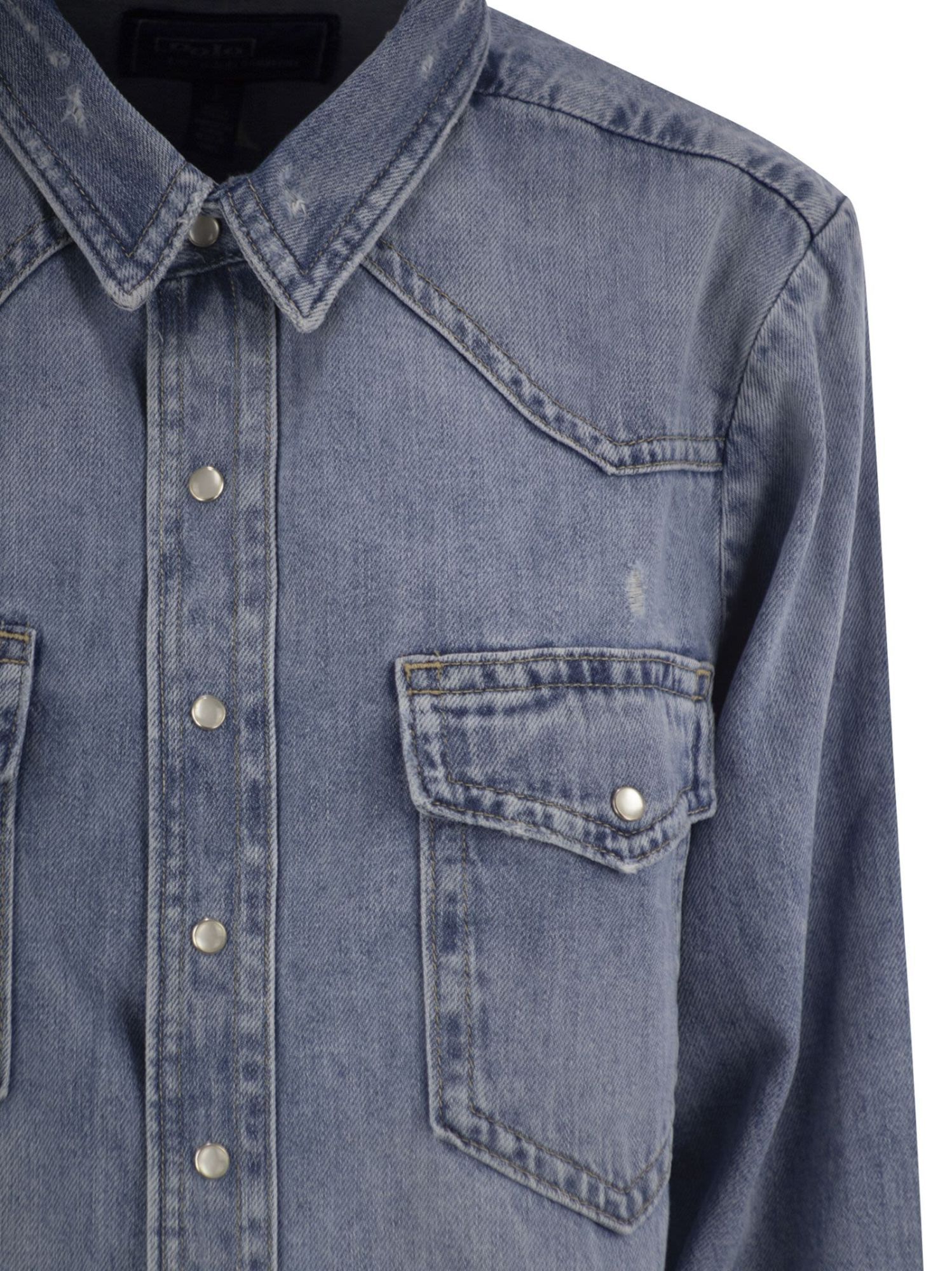 Shop Polo Ralph Lauren Western Shirt In Irregular Denim
