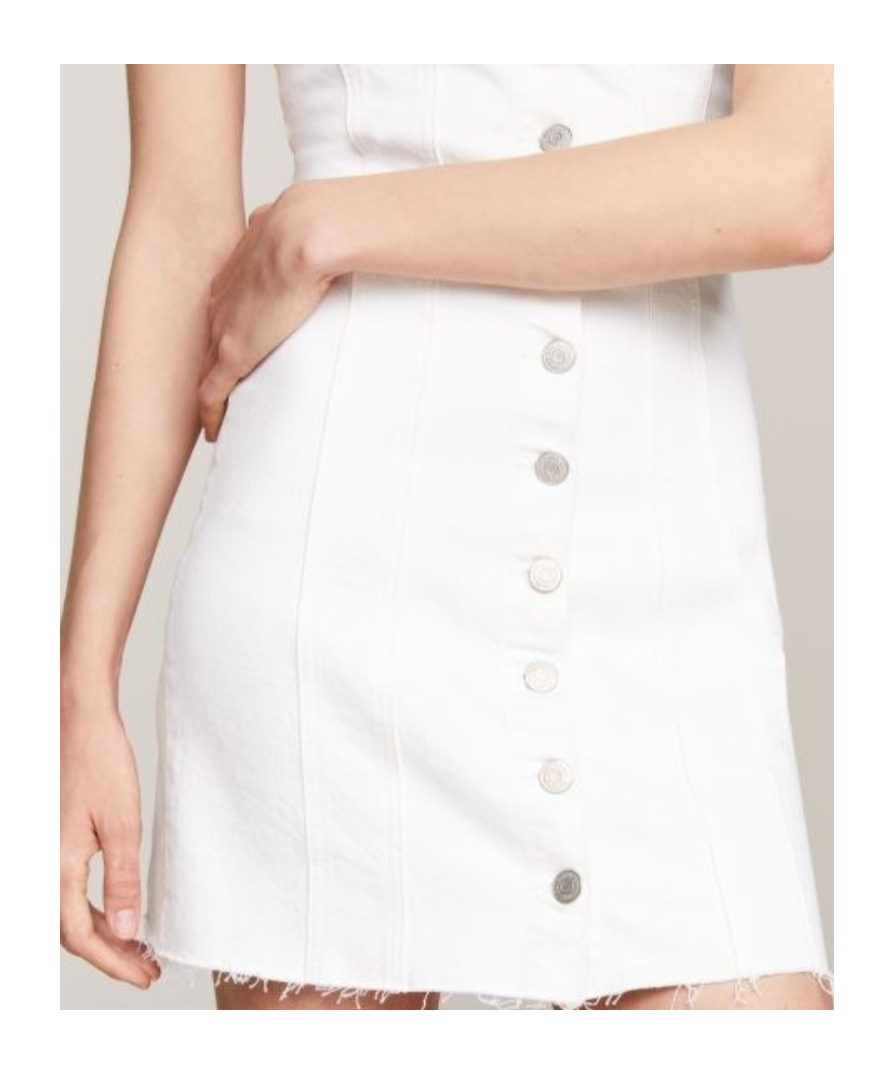 Tommy Hilfiger Sleeveless Denim Bodycon Mini Dress In White