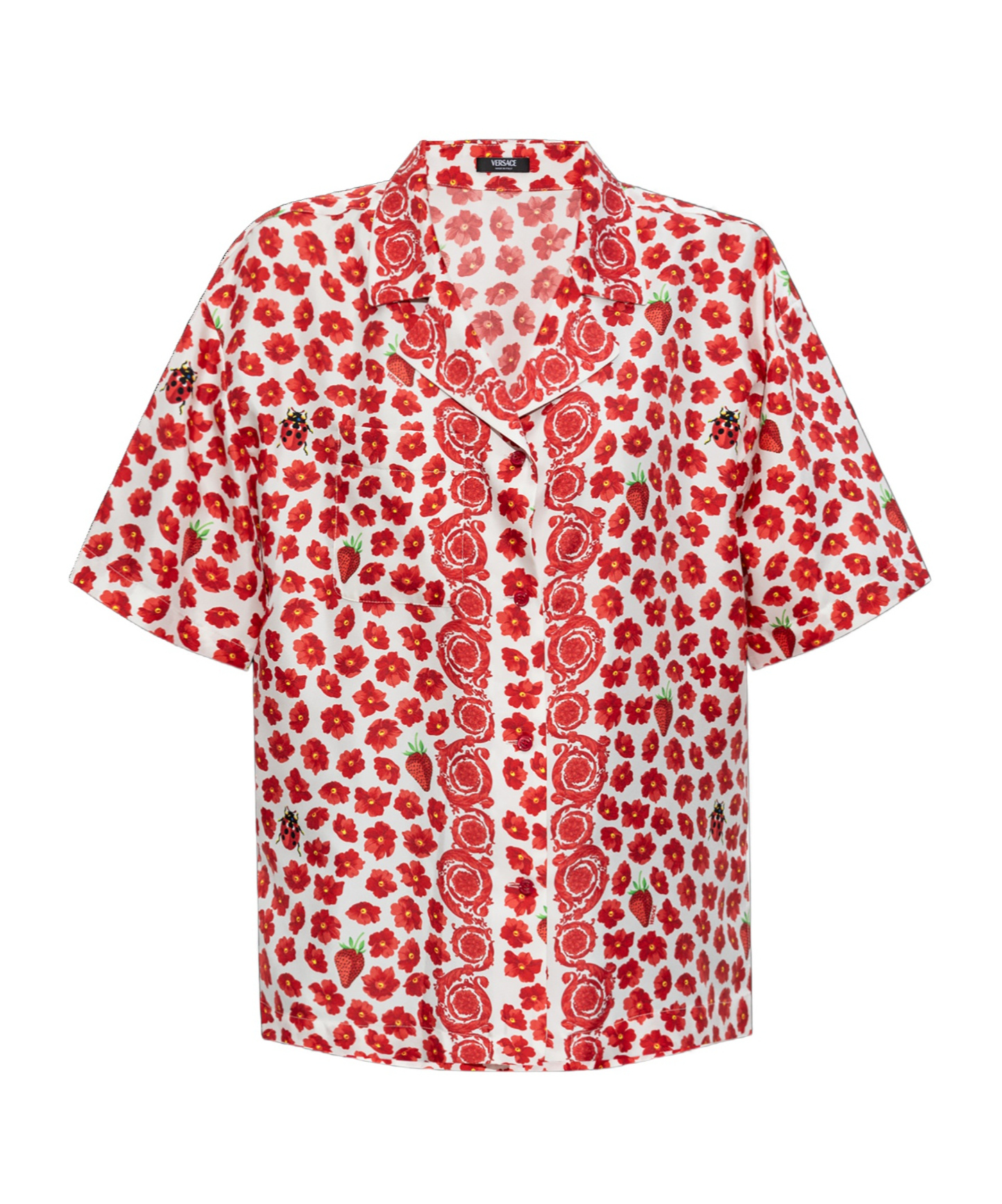 Versace Floral Garden Collared Shirt In Red