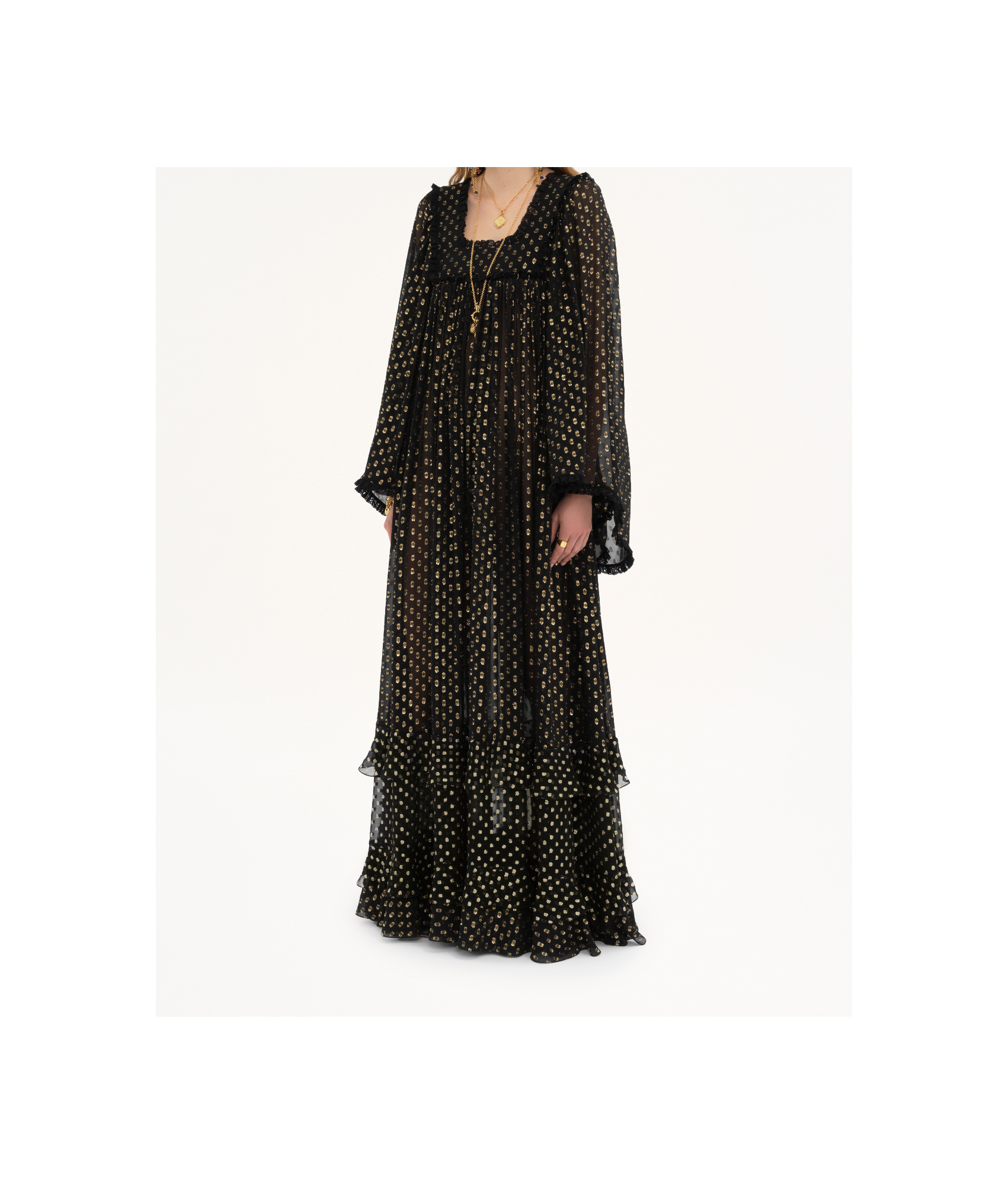 Shop Chloé Ruffled Extra-long Dress In Black