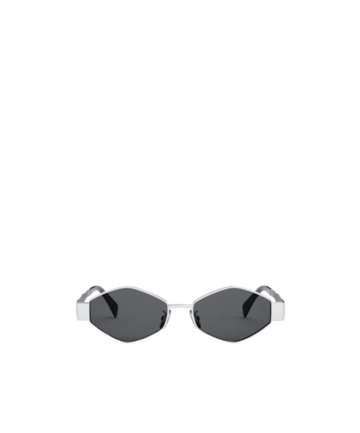 Celine Cl40254u 16a Metal Triomphe 16a Silver Sunglasses In Black