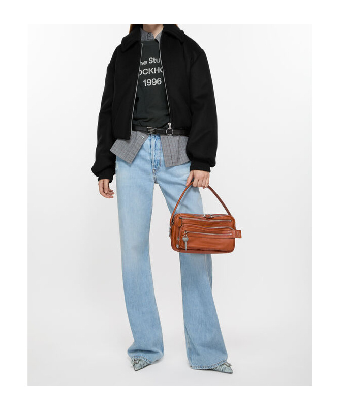 Acne Studios Womens Owelle Bomber Padded Wool-blend Felt Jacket Black In Black