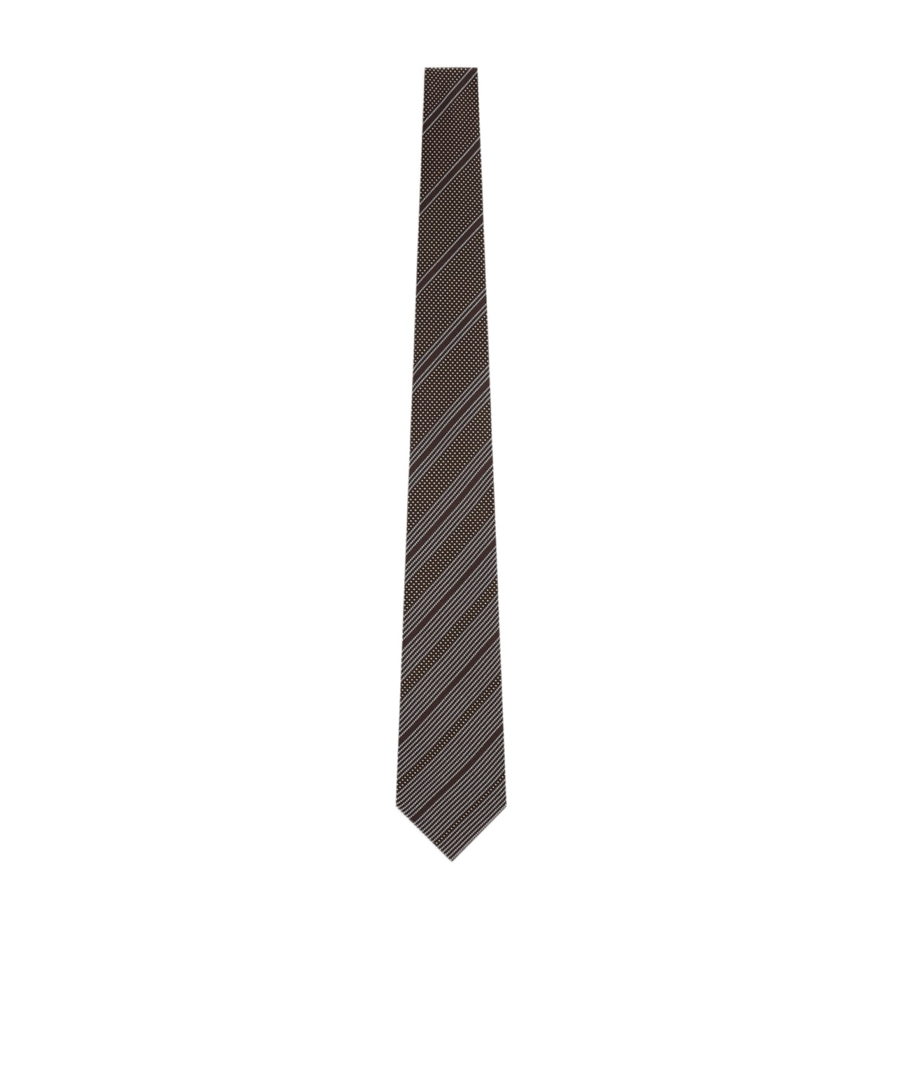 Emporio Armani Pure Silk Tie With Mixed Jacquard Pattern In Brown
