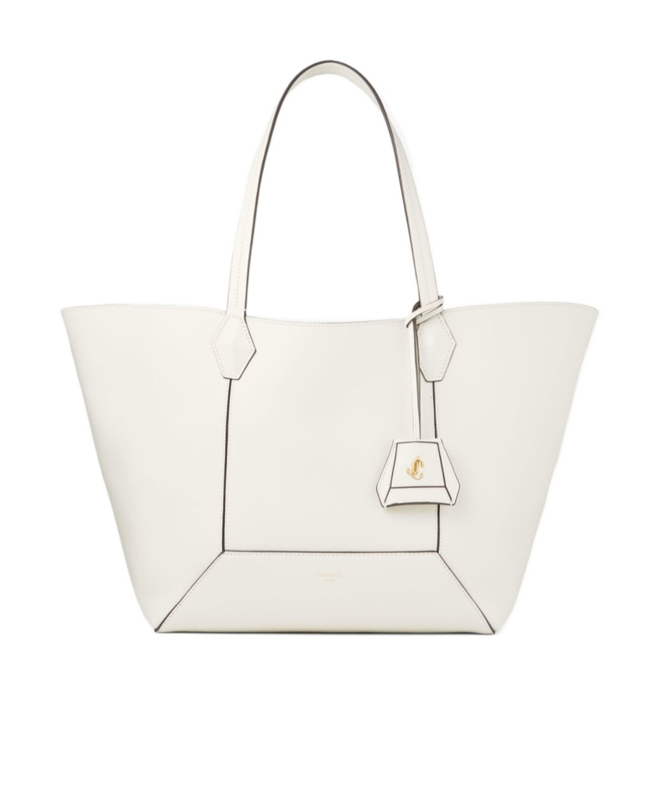 Jimmy Choo Medium Diamond Tote Bag In Calf Leather In White