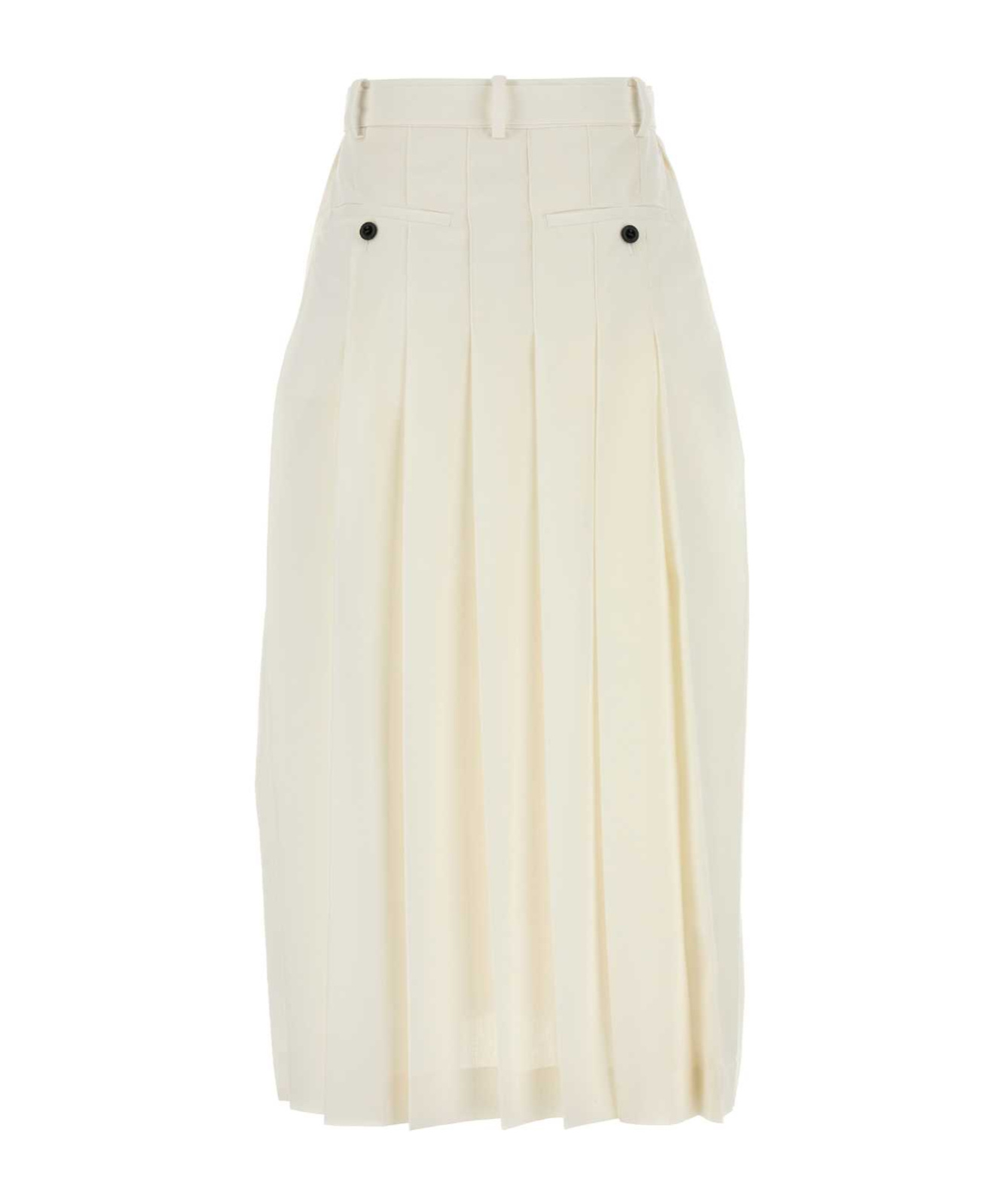 Sacai White Pleated Midi Skirt In White