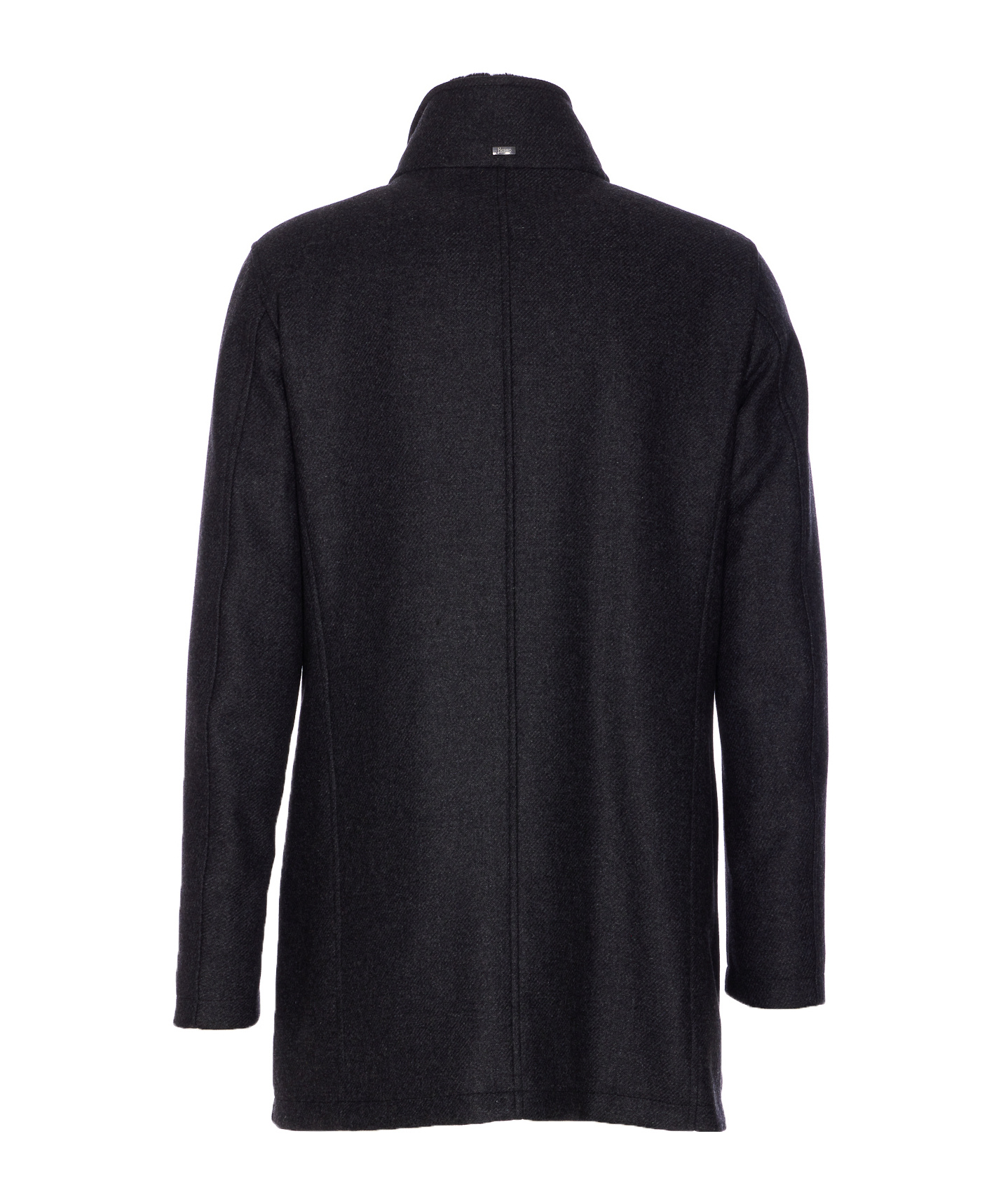 Herno High Neck Coat With Removable Shearling Collar In Blue