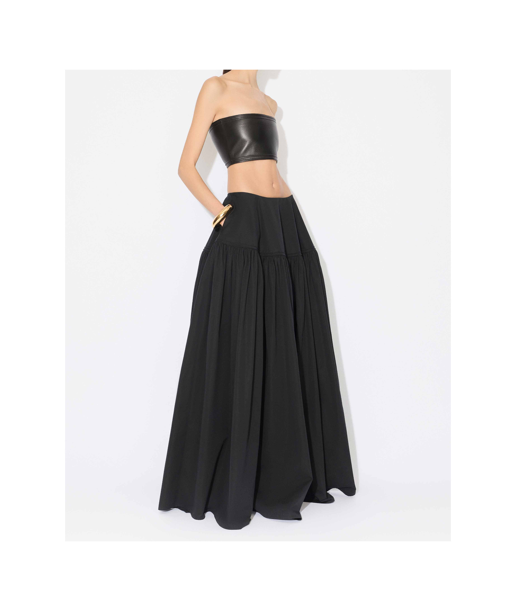 Alaïa Lambskin Leather Bustier Bandeau Top In Black