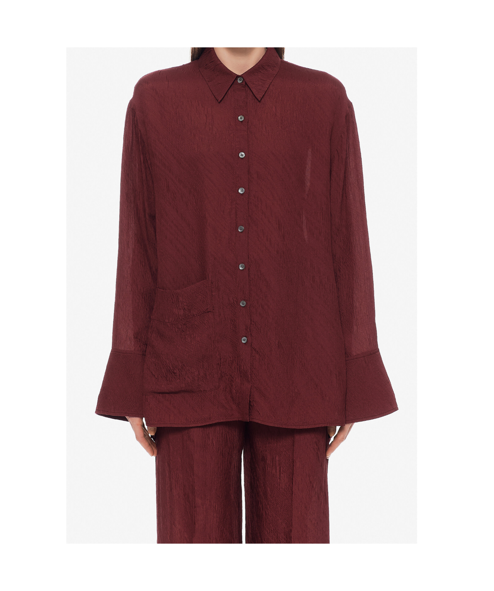 Lanvin Extured Loose Fit Collared Shirt In Cinober