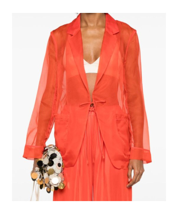 Shop Forte Forte Silk Blazer In Orange