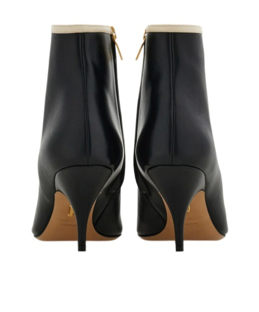 Ferragamo Pointed Ankle Boot With Mini Bow Detail In Black