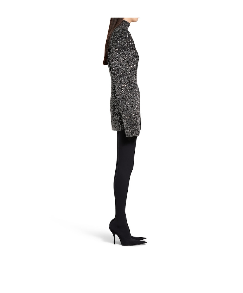Balenciaga Paillette Engineered Hourglass Top In Silver