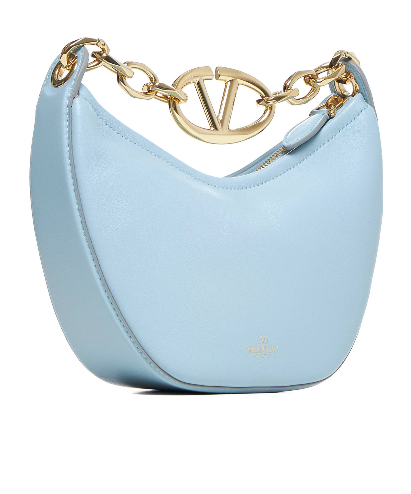 Valentino Vlogo Signature Zip-up Shoulder Bag In Blue
