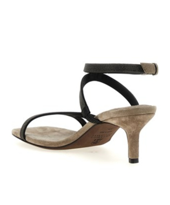 Brunello Cucinelli Sandal City Grey With Precious Straps In Multicolor