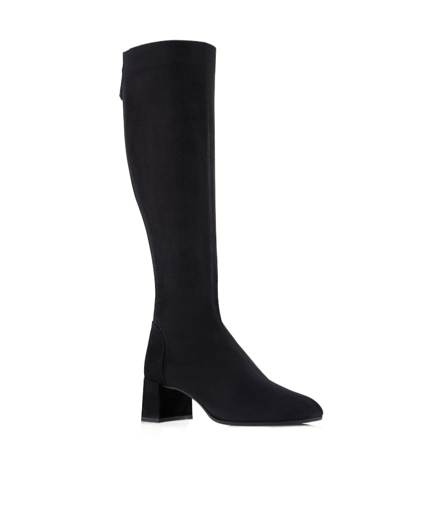 Aquazzura High Block Heel Knee-high Suede Boots In Black