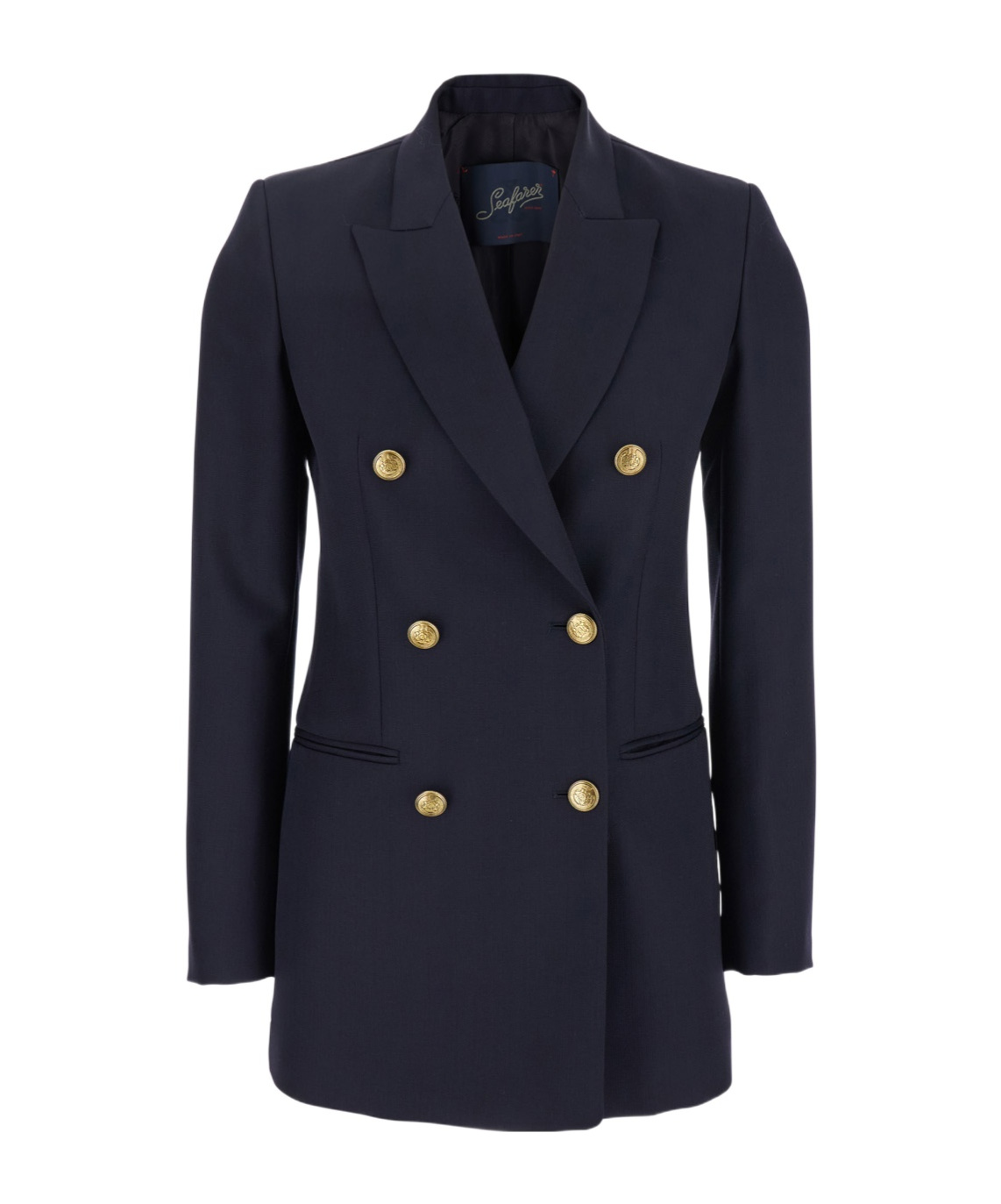 The Seafarer Betty Blue Jacket With Shoulder Pads And Metallic Buttons In Virgin Wool Woman In Black