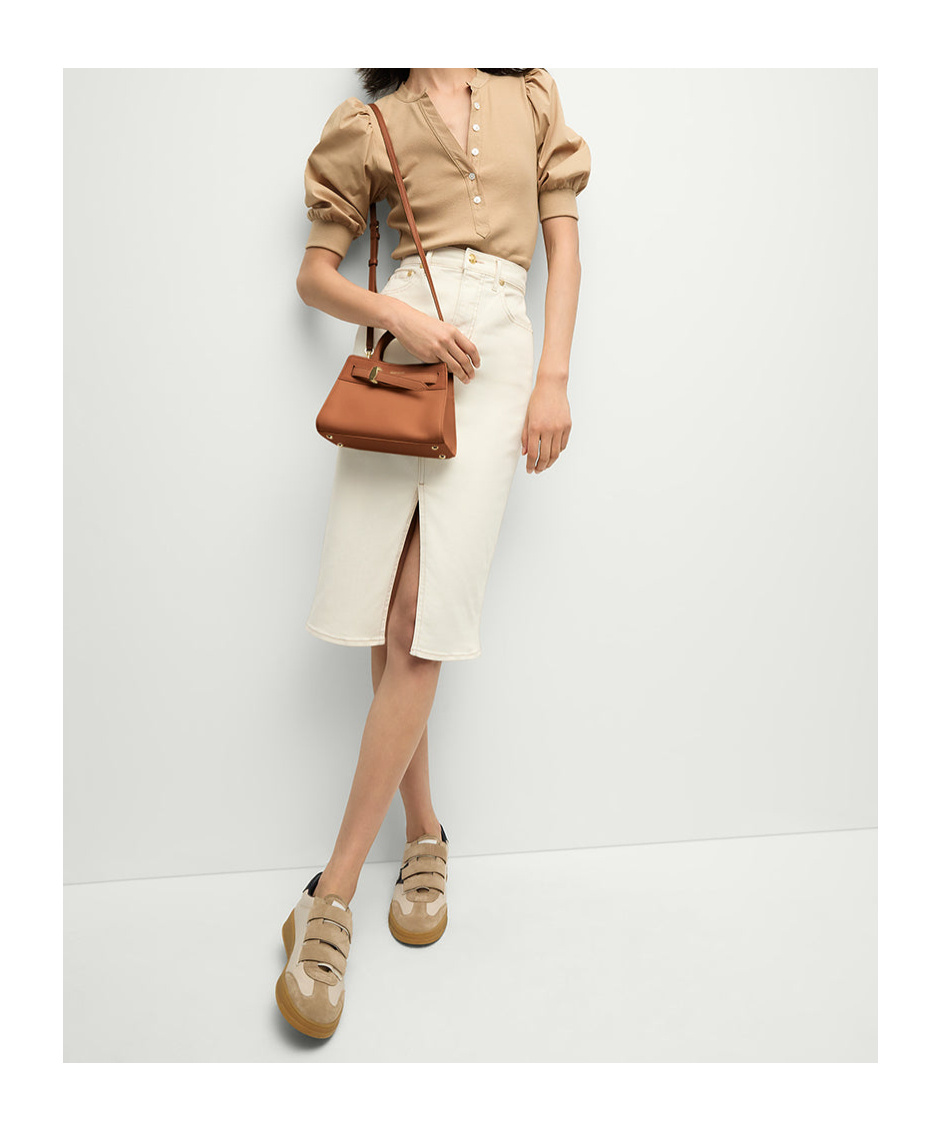 Veronica Beard Coralee Ribbed Pima Cotton-blend Jersey And Poplin Top In Khaki