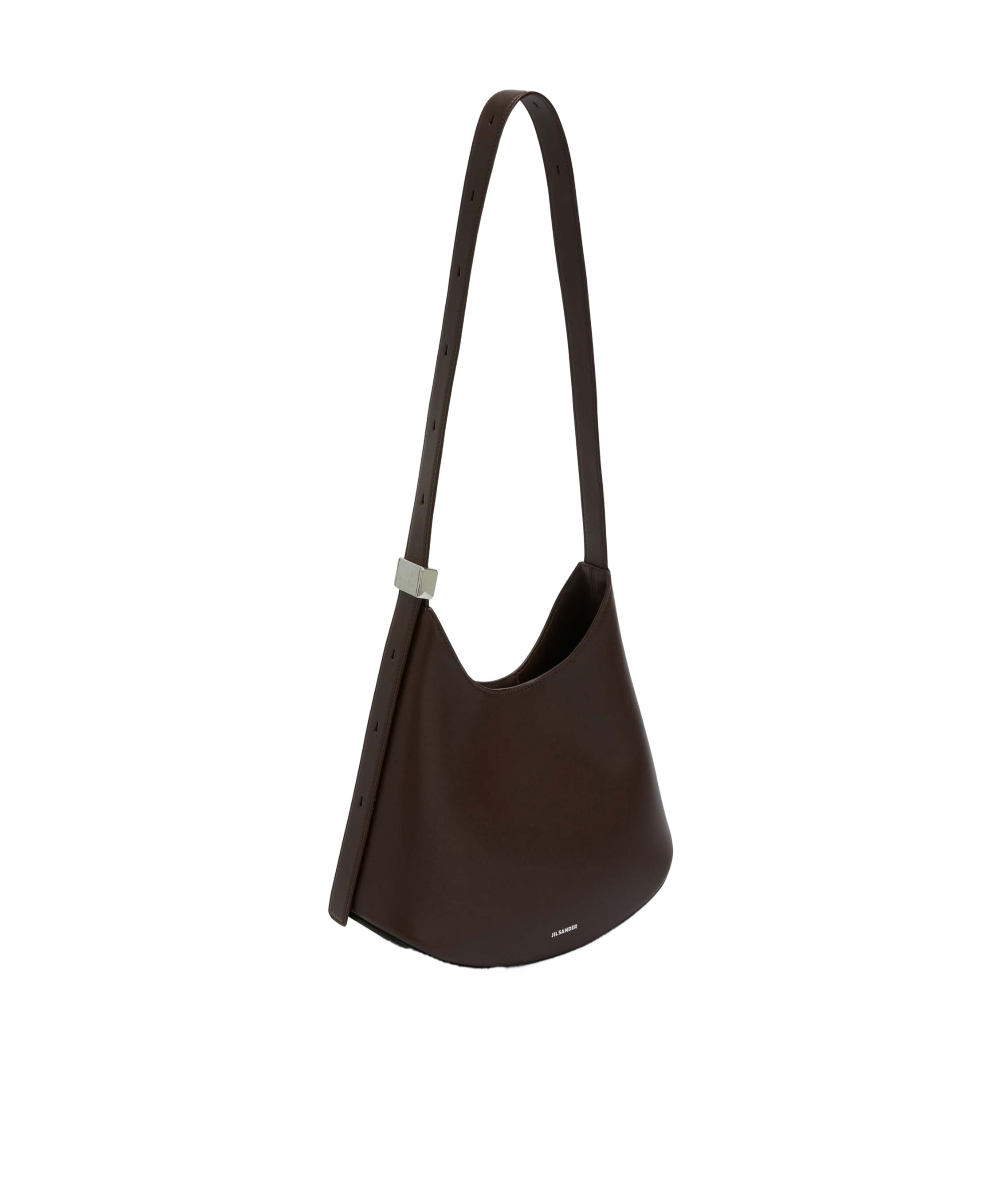 Jil Sander Curved Design Shoulder Bag In Black