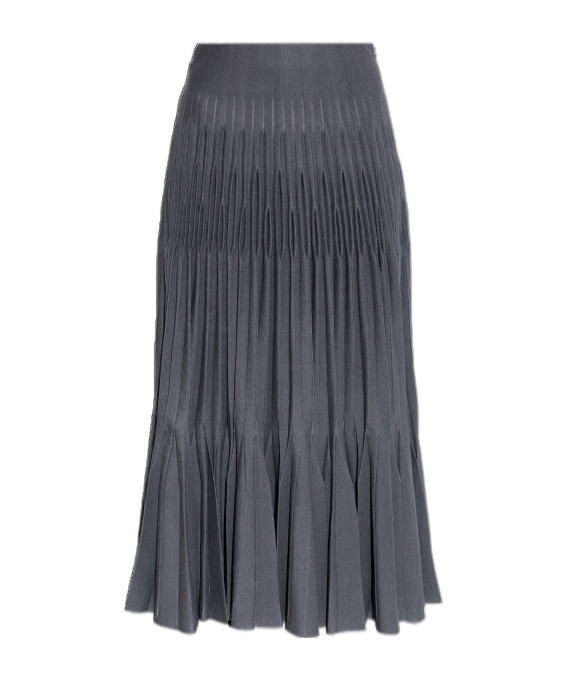 Alaïa Pleated Skirt In Gray