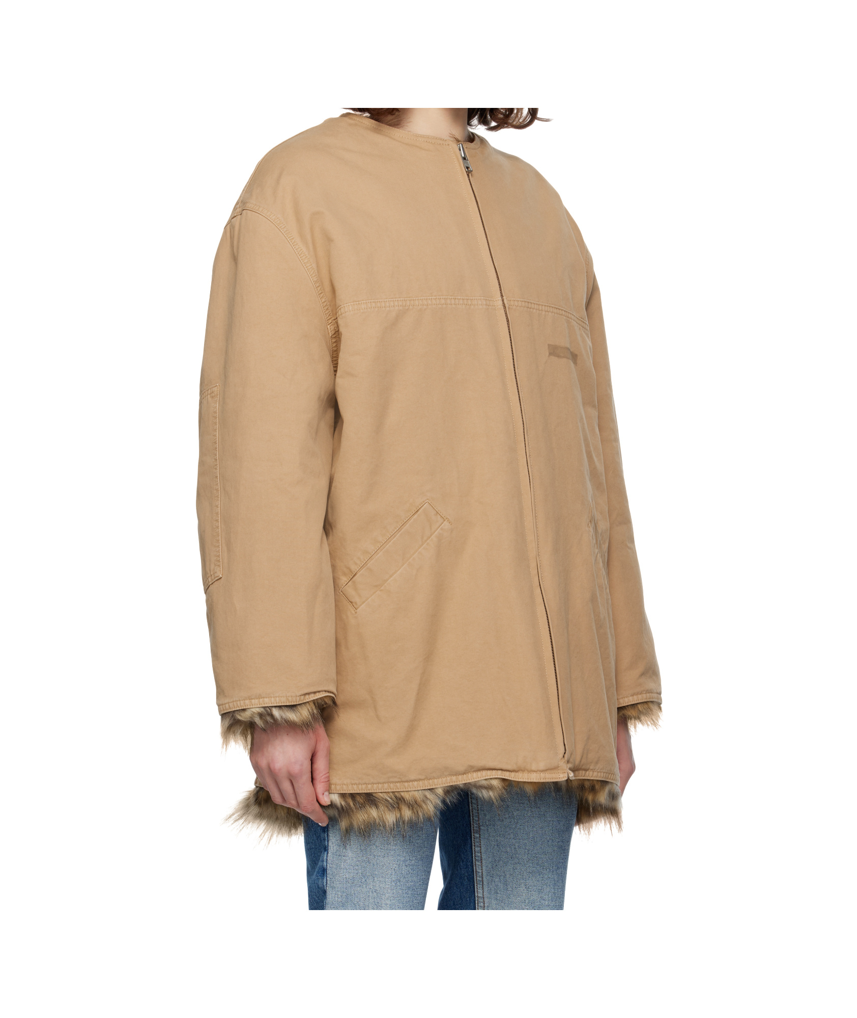 Mm6 Maison Margiela Tan Cotton Canvas Sports Jacket In Brown