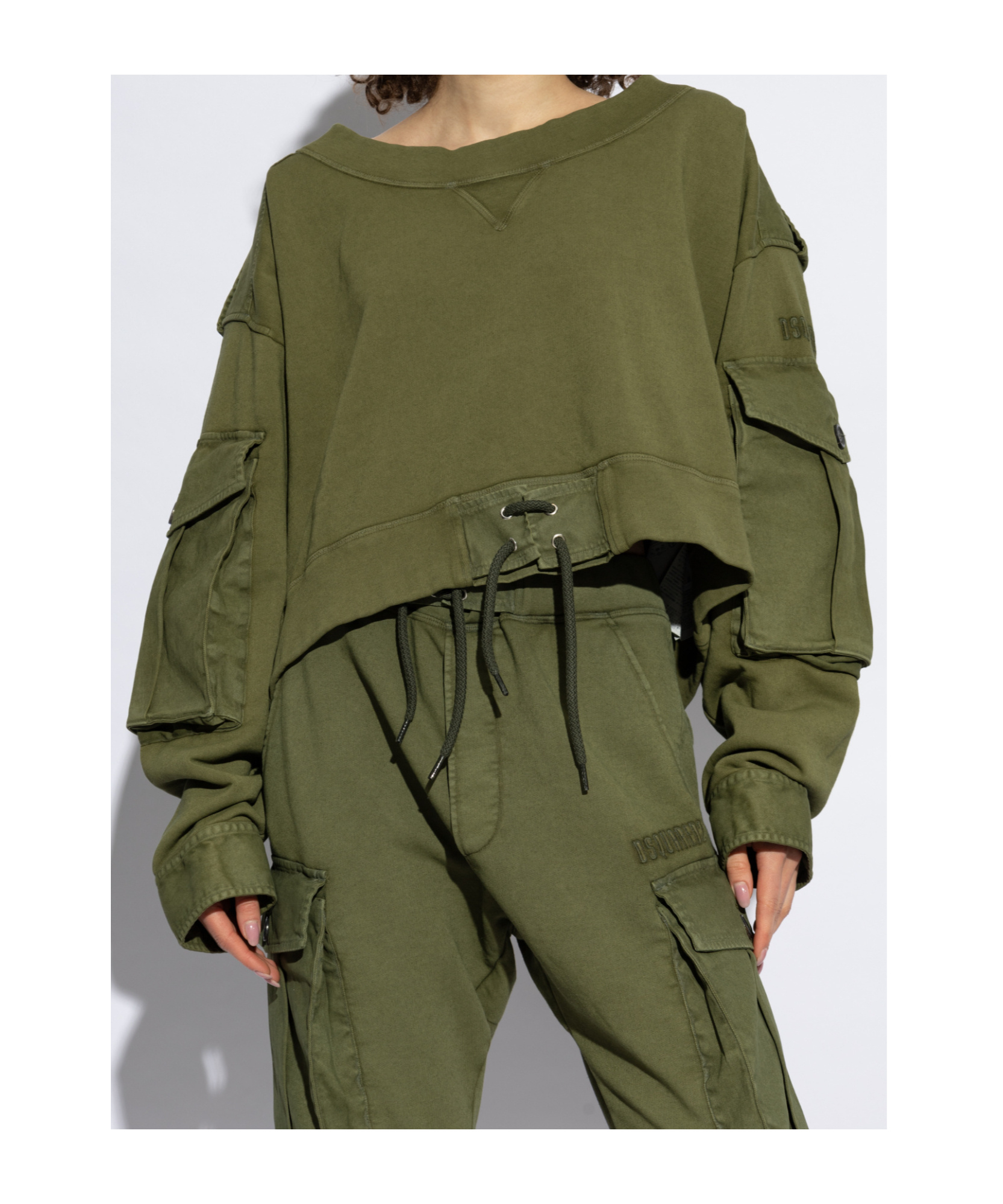 Dsquared2 Distressed Cargo Sweatshirt In Green