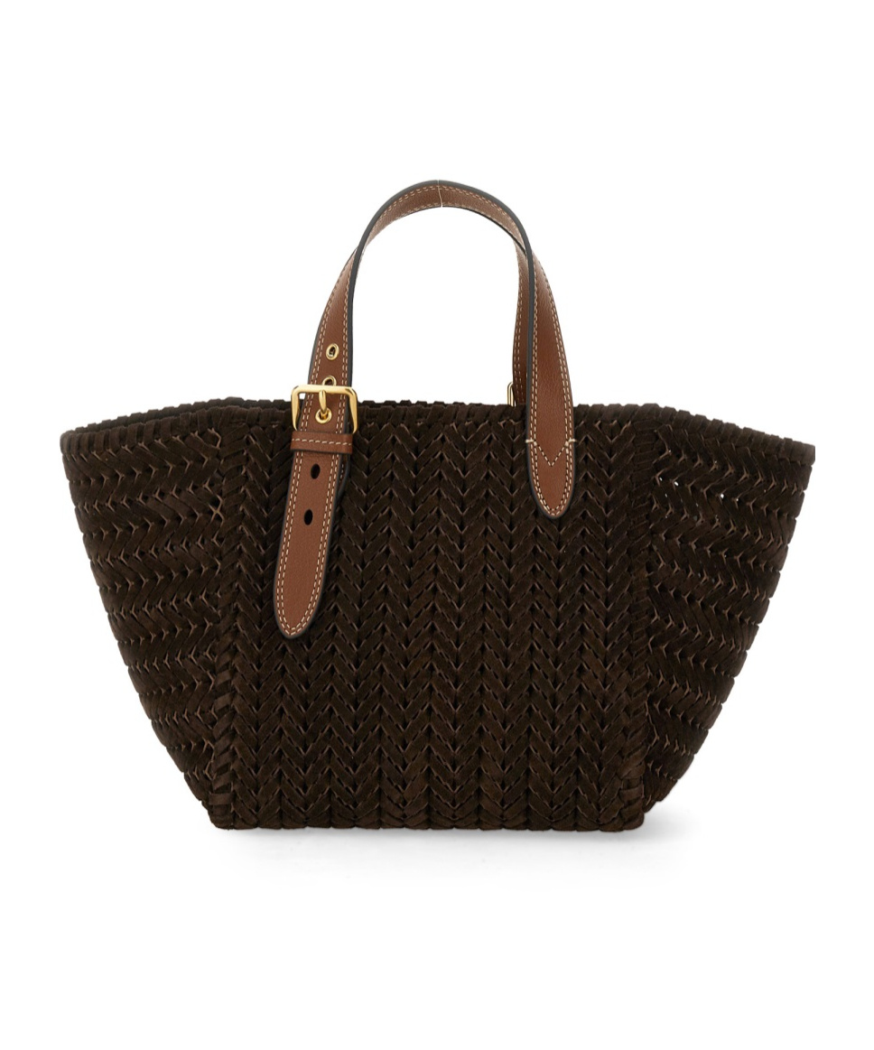 Shop Anya Hindmarch Woven Handbag In Brown