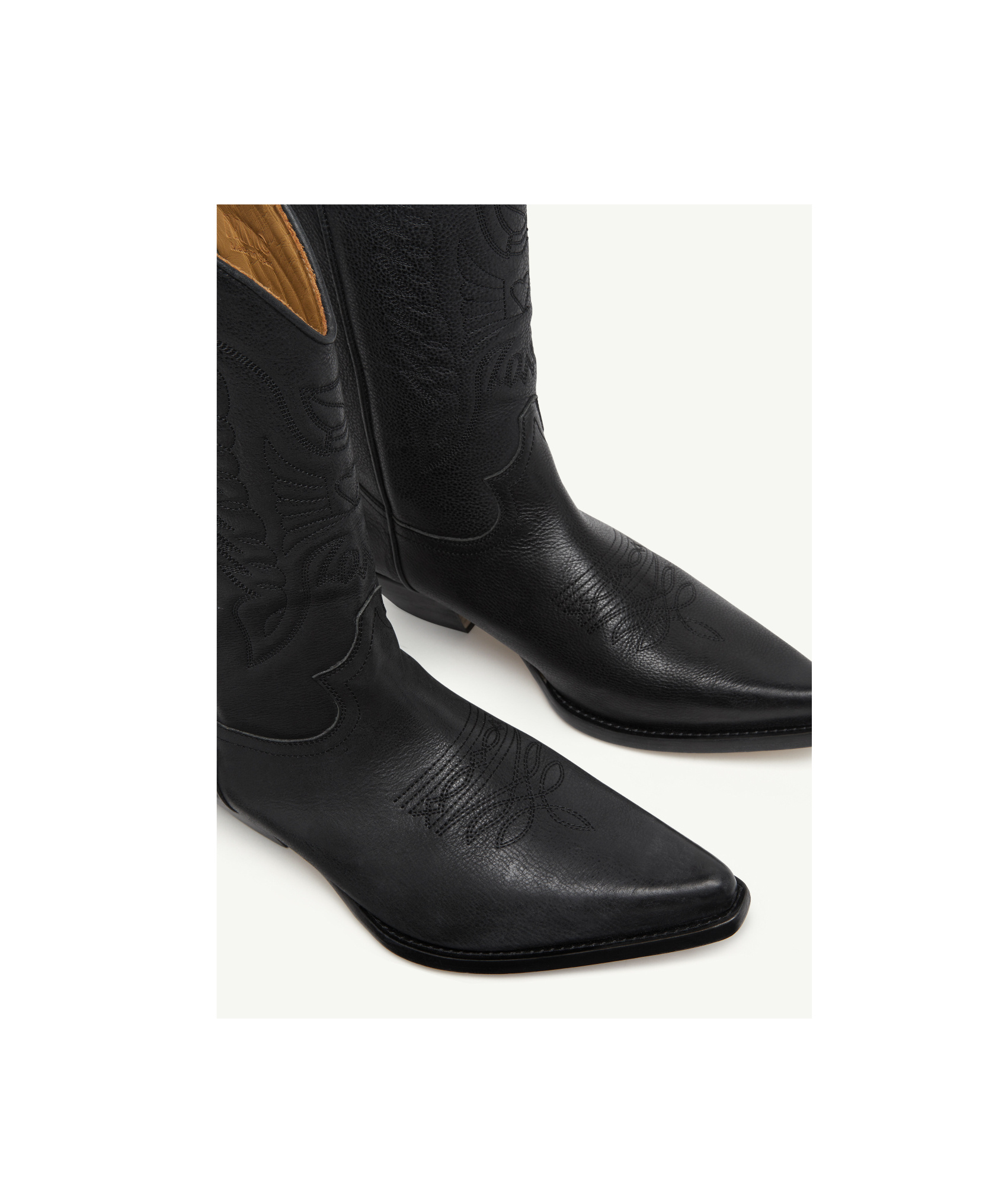 Mm6 Maison Margiela Pointed Toe Mid-calf Cuban Heel Boots In Black