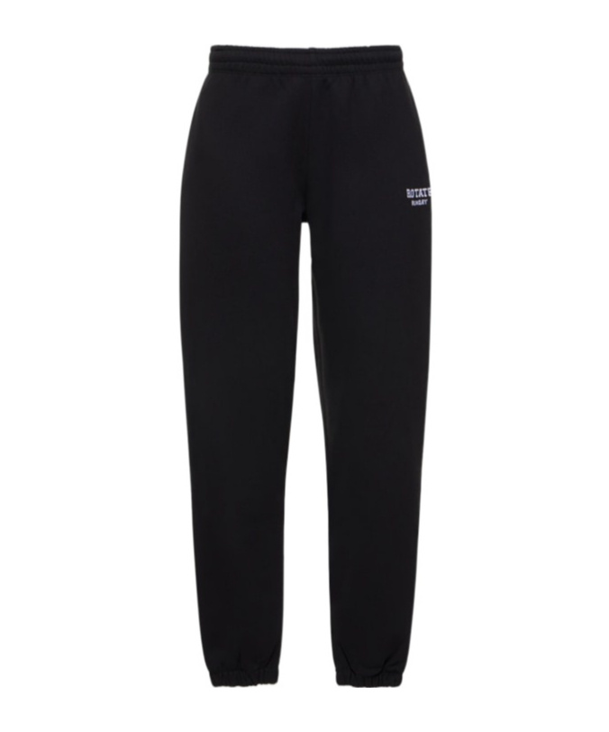 Rotate Birger Christensen Mimi Cotton Knit Sweatpants In Black