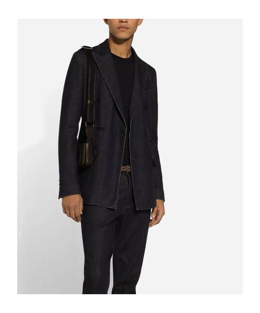 Dolce & Gabbana Double-breasted Taormina-fit Denim Jacket In Black