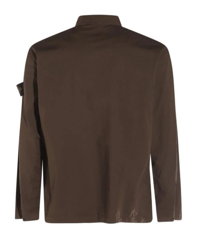Stone Island Logo Patched Two Pockets Jacket In Khaki