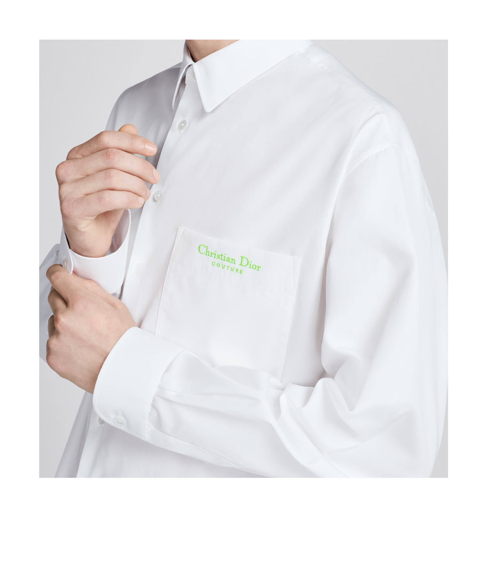 Dior Homme Christian  Couture Embroidered Poplin Shirt In White