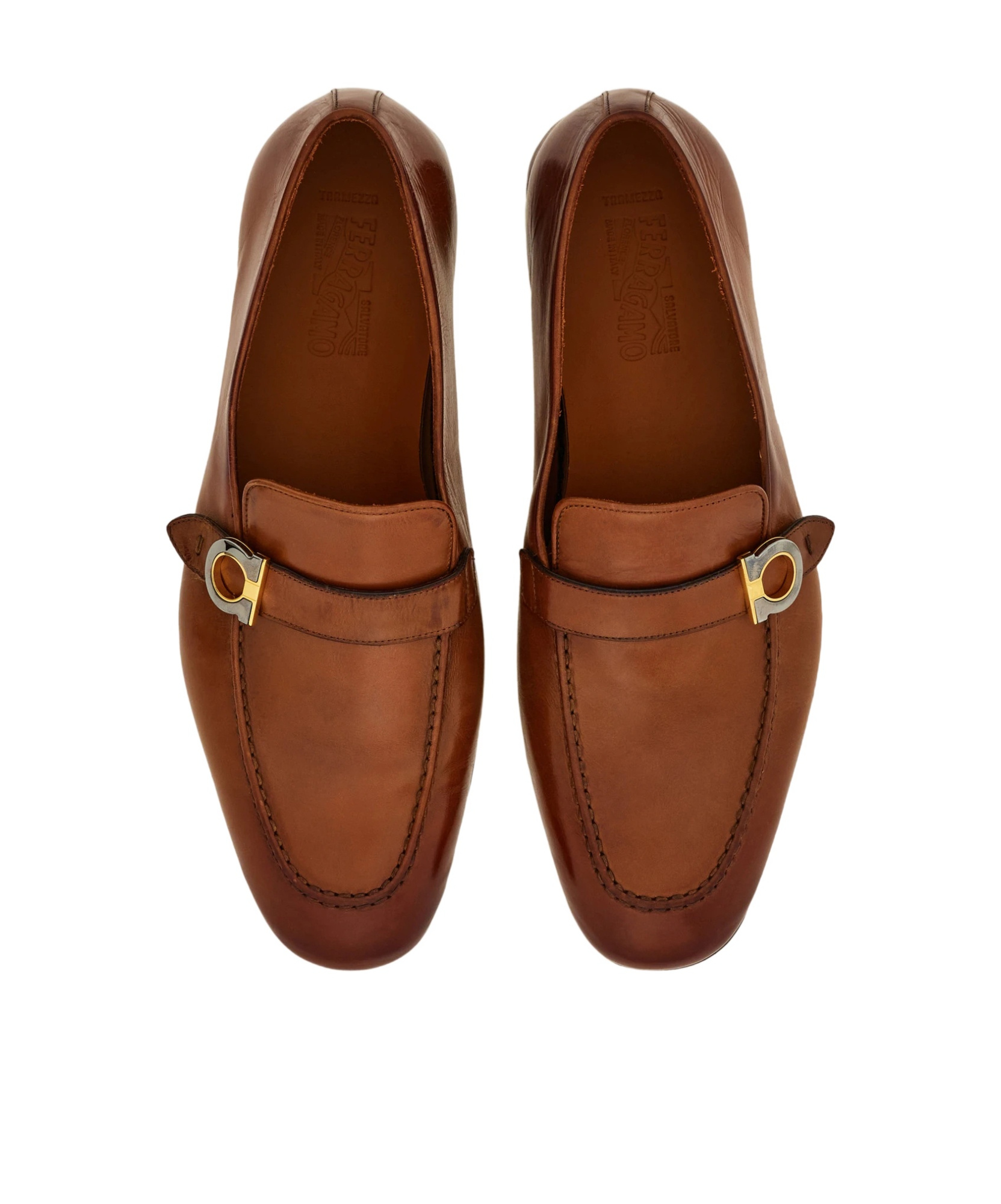 Ferragamo Tramezza Loafer With Gancini Ornament In Brown
