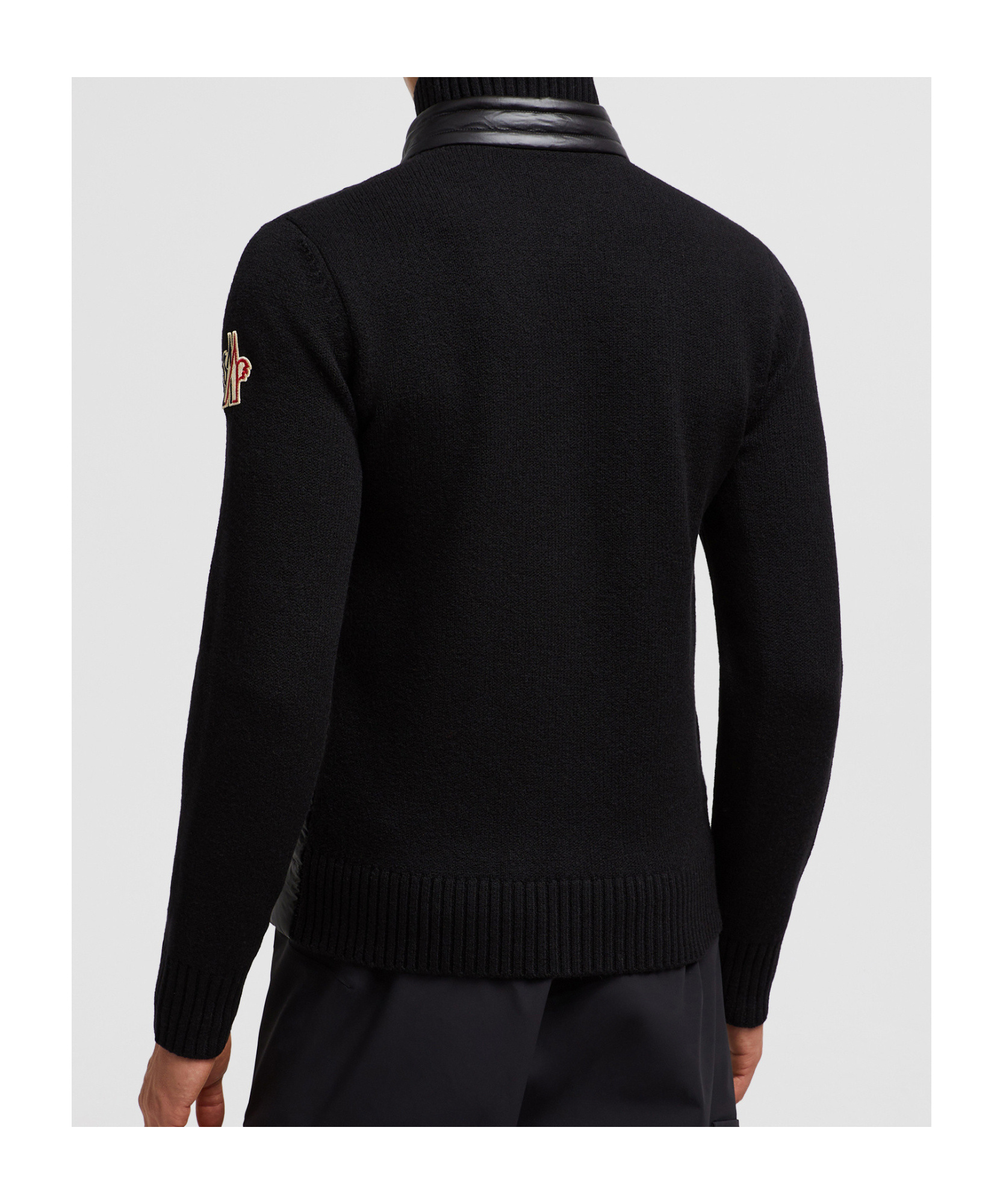 Moncler Black Wool Blend Tricot Cardigan In Black